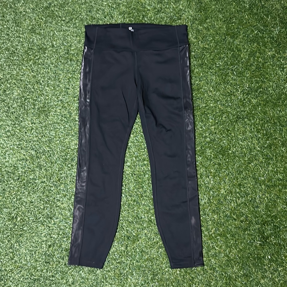 Gap fit faux leather side stripe leggings